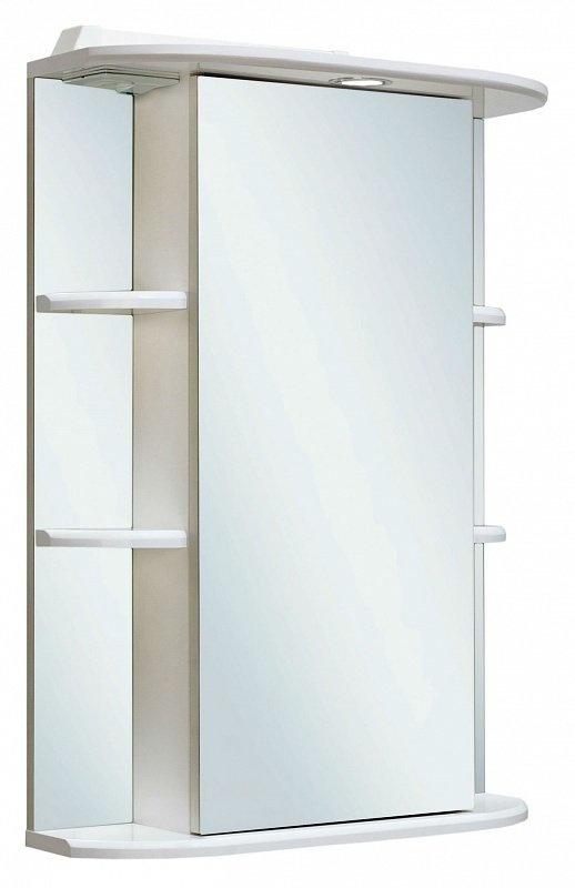 Шкаф-зеркало Гиро 50 белый со светильн.